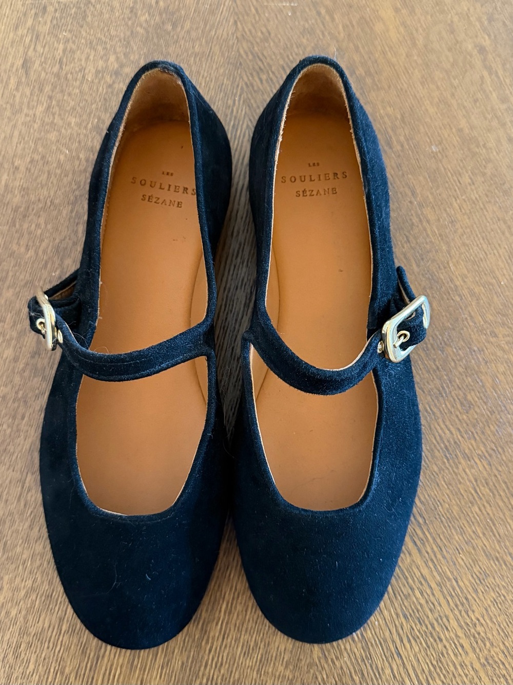 Sezane Black Mary Jane Flats with Gold Buckle - Picture 11 of 14